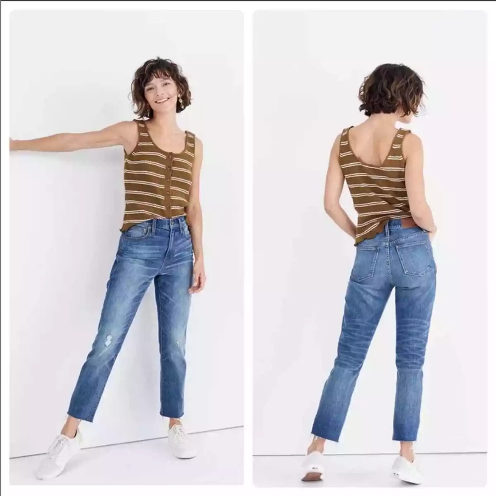 Madewell - High-Rise Slim Boyjean in Dover Wash Raw-Hemmed Edition K7438 | 27